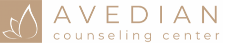 Logo of Avedian Counseling Center featuring a stylized leaf inside a circle next to the name in elegant typography, specializing in teen counseling in LA.