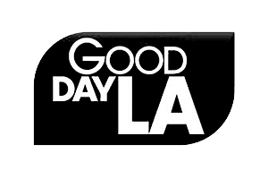 Logo of "Good Day LA" with white text elegantly set against a black curved background, reminiscent of the sleek design at Avedian Counseling Center.